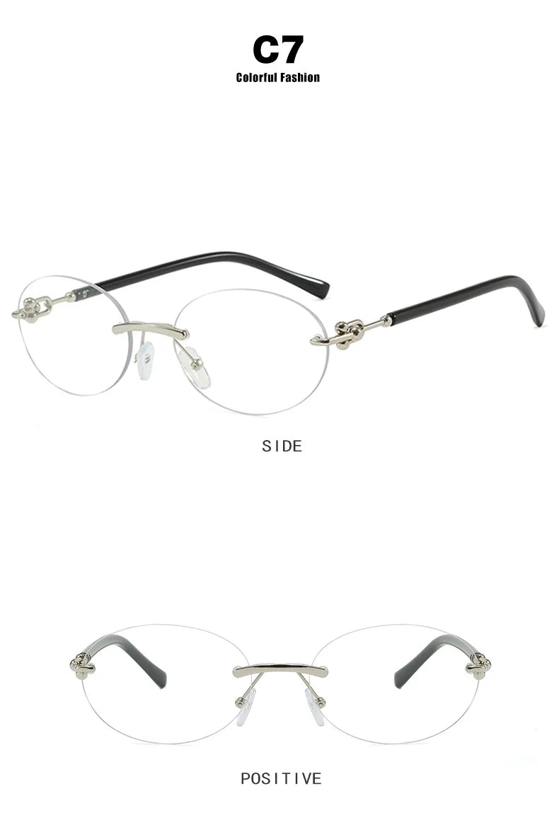 Fashion Oval Rimless Sunglasses for Woman Popular Round Frameless Sun Glasses Shades Retro High Quality Unisex Stylish Eyewear