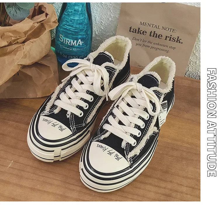 Men Vulcanized Shoe Thick Soles Increased Low Top Couple Shoe Canvas Shoe for Men Sneakers Tenis Masculino Zapatillas