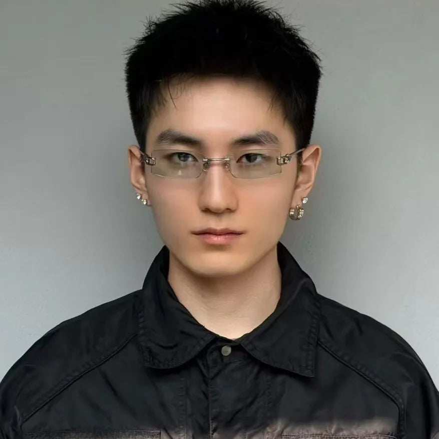 Rectangle Shape Rimless Sunglass Women Fashion Trendy UV Protection Sun Glasses for Man Korean Style Men Sunglasses
