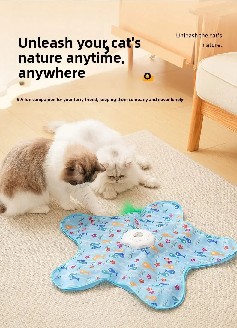 Cat and Dog Toy Interactive Hide and Seek Cat Toy with Mouse Squeak Motion Activated Mobile Hidden Feather Kitten Teasing Toy