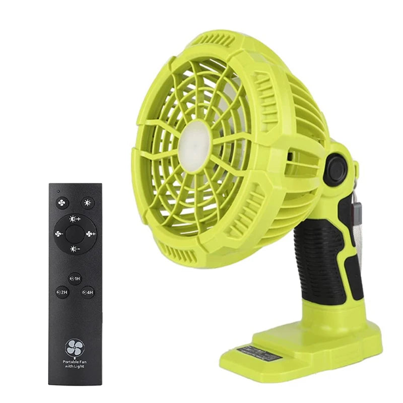 Multifunction Fan with LED Light for Ryobi 18V Battery Portable Outdoor Camping Fan with Remote Control for Travel Garage Office