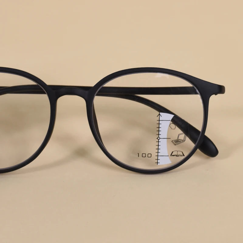 Black Frame Round Multifocal Reading Glasses Women Men Anti Blue Light Multifocal Readers Eyeglasses For Readers+125+175+225+275