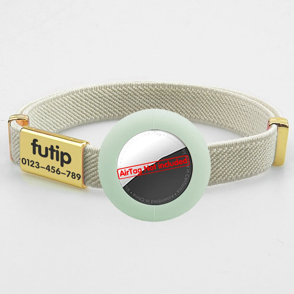Cute Breakaway Cat Collar with Customized Name Tag Elastic GPS Tracker Kitten Collar with Air Tag Holder Adjustable Pets Collars