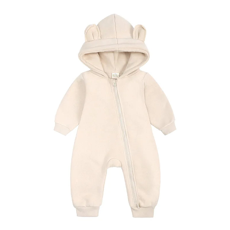 Baby Jumpsuits Rompers Winter Hooded Outfit Hoodies One-pieces Growings Zipper Jumpers Boys Girls Newborn 59-90cm Ropa De Bebe