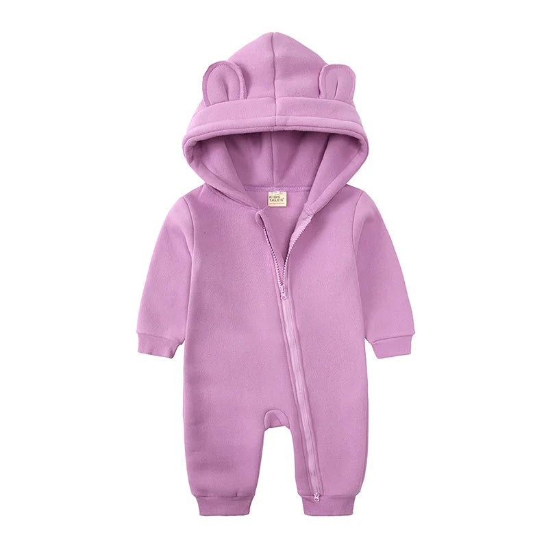 Baby Jumpsuits Rompers Winter Hooded Outfit Hoodies One-pieces Growings Zipper Jumpers Boys Girls Newborn 59-90cm Ropa De Bebe