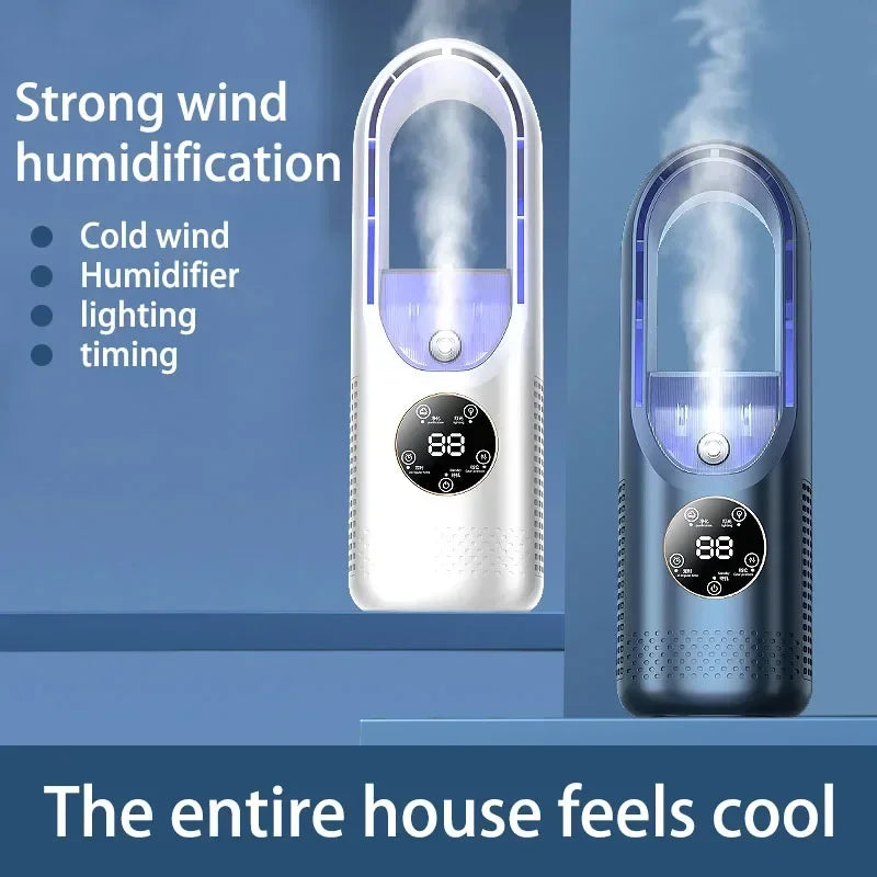 Portable USB Air Cooler Leafless Electric Fan 6 Speed Silent Timer Air Conditioner Cooling Fan Humidifier Conditioning Fan Amagi