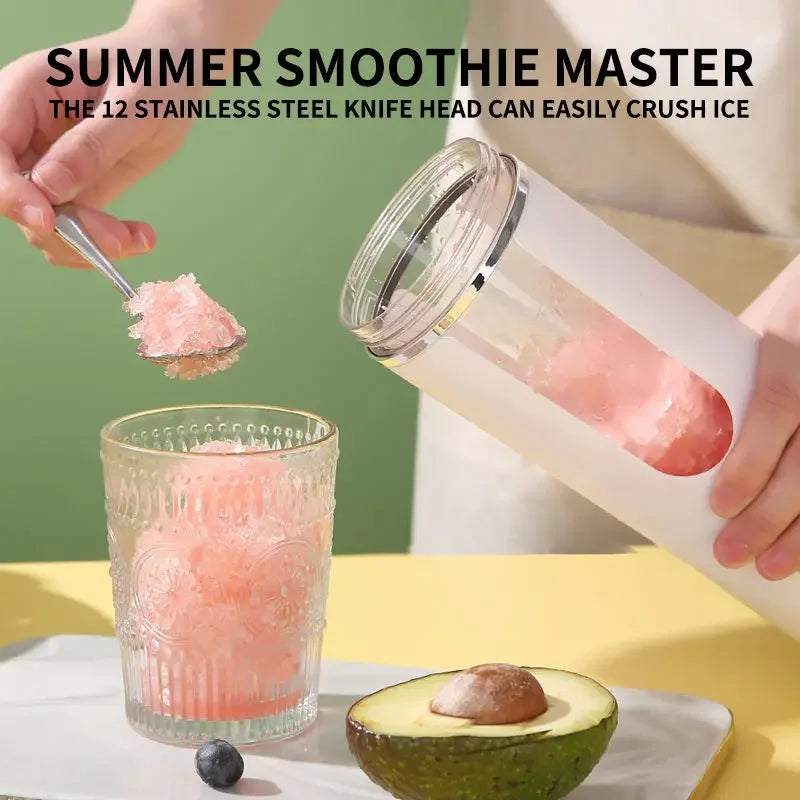 New Upgrade 530ml Wireless Portable Juicer Cup 7.4V 12 Stainless Steel Blades 4 Speed Gears USB Rechargeable Ice Crusher Mini El