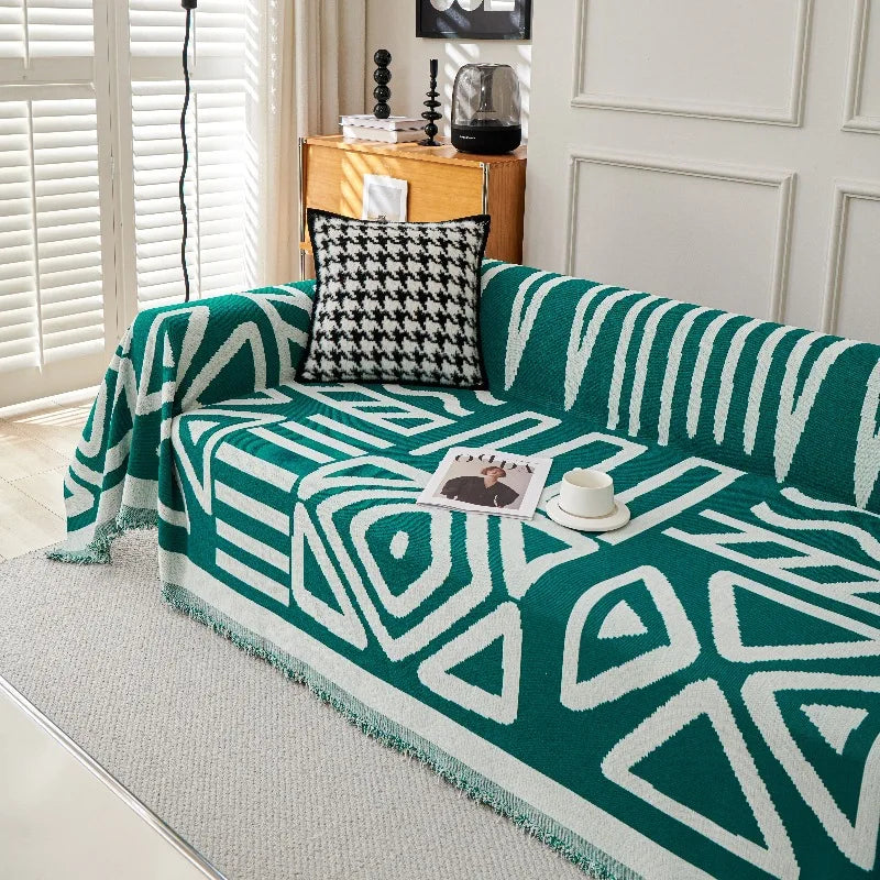 Bohemia Jacquard Slipcover Chenille Sofa Cover with Tassels Sofa Towel Living Room Camping Multipurpose Blanket Furniture Decor