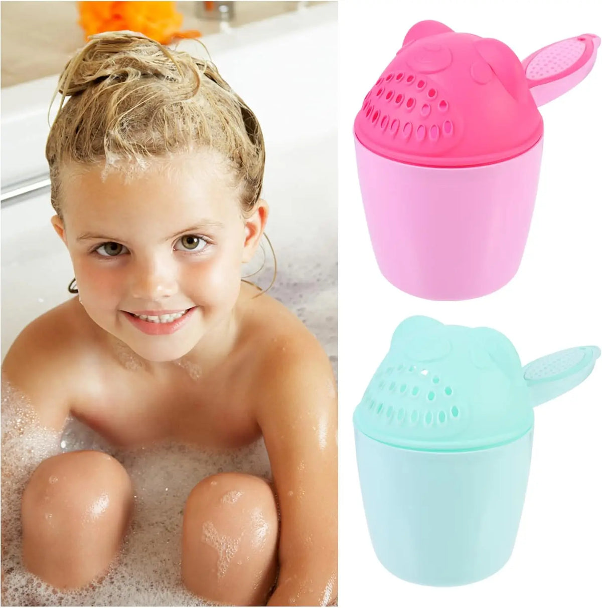 1PC Baby Shampoo Cup Baby Bath Bucket Kids Bath Spoon Child Hair Wash Cup Baby Bath Kit Cute Cartoon Baby Bath Play Funny Bucket