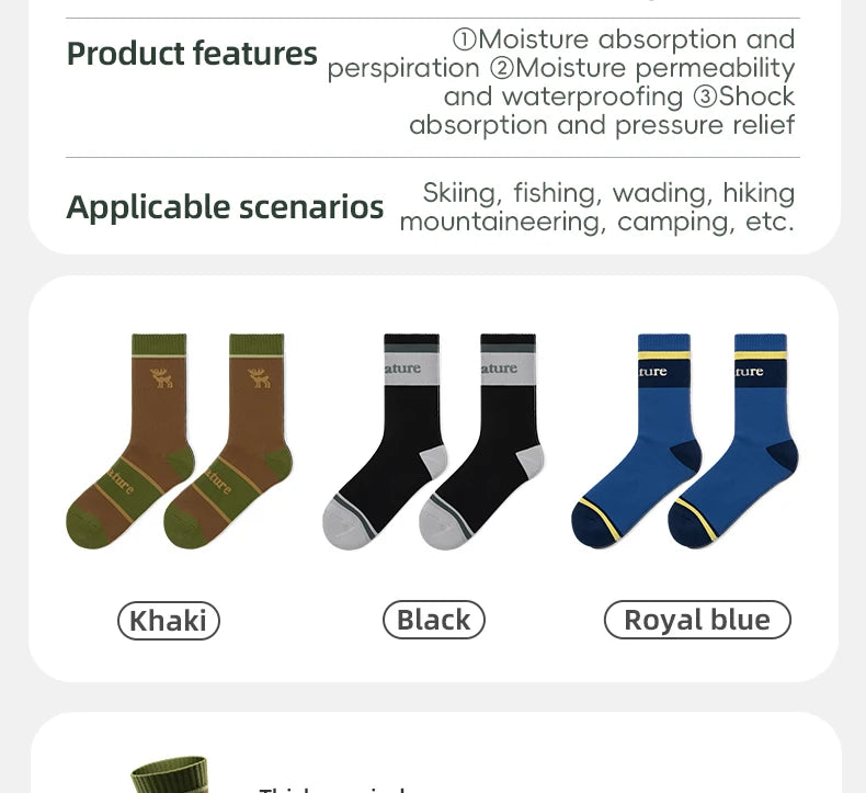 Qunature Four-Season Waterproof Socks Breathable Outdoor  Sport Socks Hiking Cycling Cross Country Running Skiing Windproof Sock