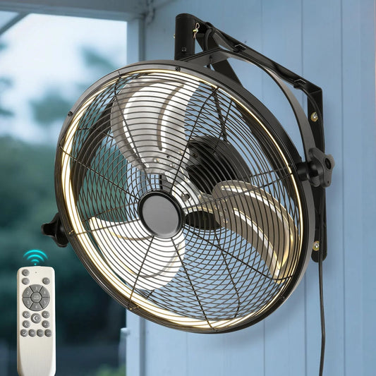 Modern Wall Fan Remote Control 6 Speed Electric Fan Ventilation Multi-Adjustable Oscillating Head Timer LED Ceiling Fan Light