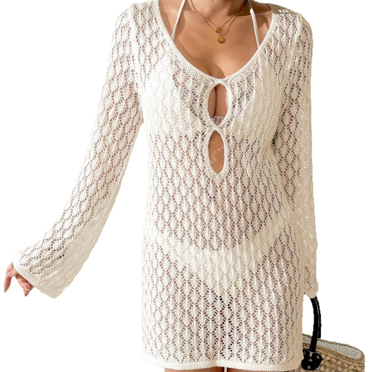 Beachwear Cover Up Ladies Beach Dress Fashion Swimwear For girls Woman Hollow Knitted Bikini Sexy Swimsuit Summer Coverups
