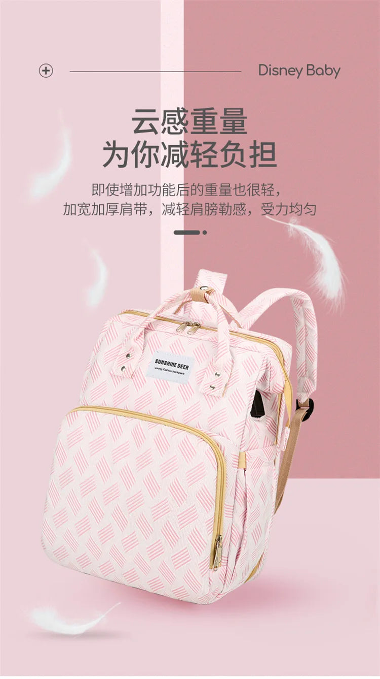 Baby Diaper Bag with Stroller Hooks Portable Baby Crib Diaper Changing Pad Baby Carrier Bag for Activity Mom Backpack 30*20*40cm