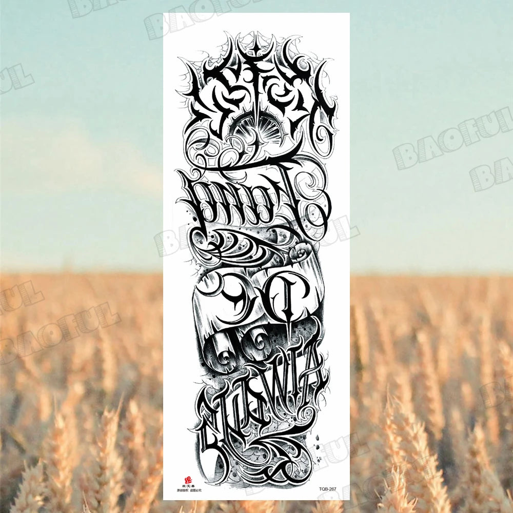 BAOFUL Full Arm Sleeve Temporary Tattoos For Women Men Realistic Wolf Lion Warrior Maori Fake Tattoo Stickers Thigh Leg Tatoos