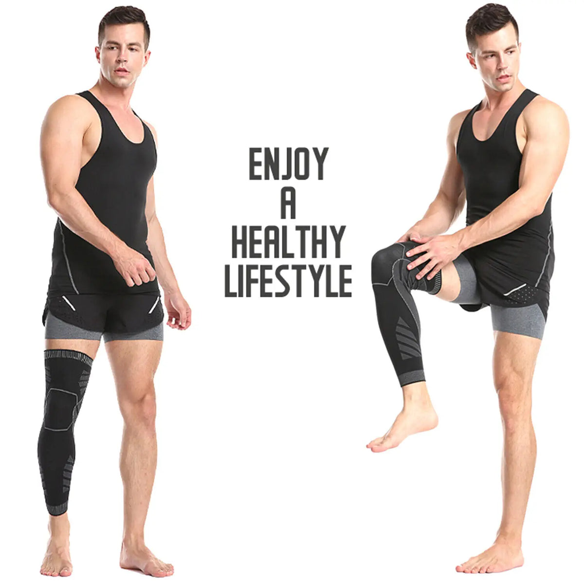 1/2Pcs Sport Full Leg Compression Sleeves Knee Brace Support Protector for Weightlifting Arthritis Joint Pain Relief Muscle Tear