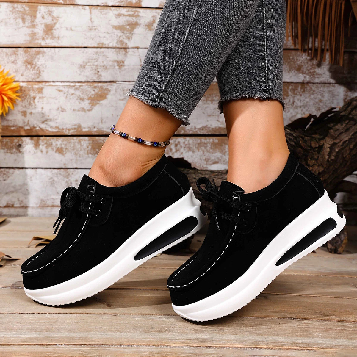 Spring/Autumn Sneakers Women Running Shoes Outdoor Breathable Lace-up Thick Bottom Casual Comfortable Shoe Large Size 36~43