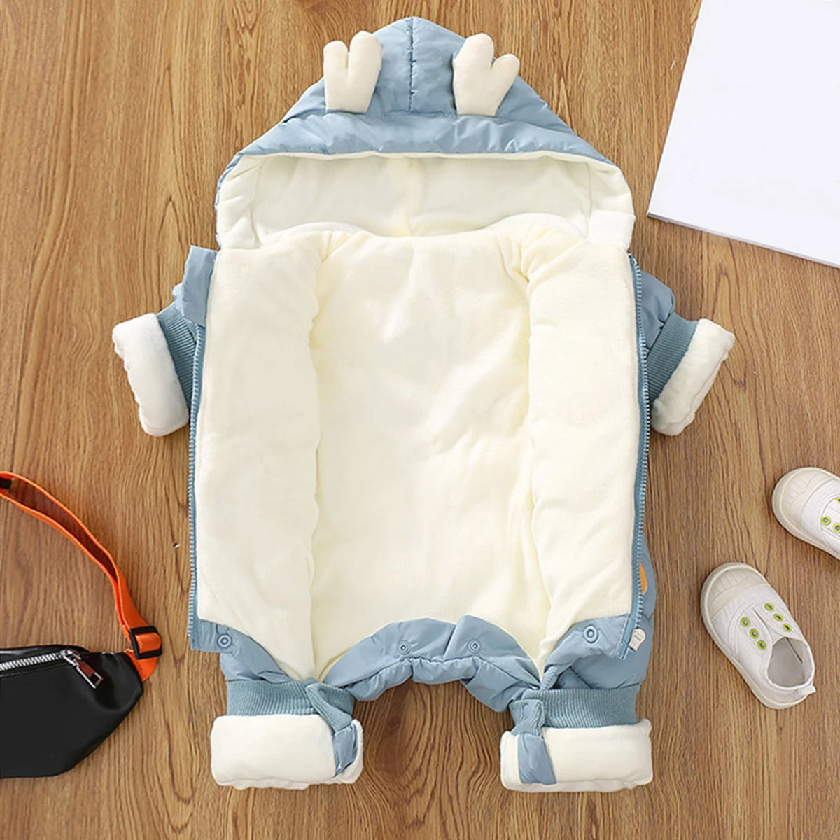 Toddler Kids Winter Rompers,Girls Down Cotton Jacket,Fleece Hood Jumpsuits,Winter Children's Overalls,Boys Snowsuits with Pocket