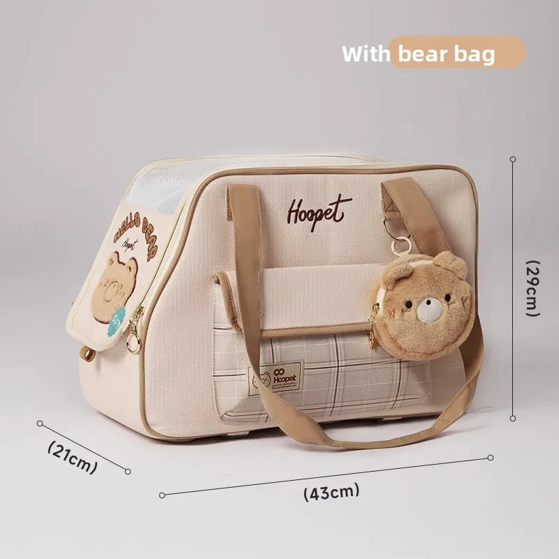 Cute Cartoon Cat Carrier Backpack Portable Pet Outing Bag for Small Cats Dogs Anti Stress Large Capacity Shoulder Crossbody