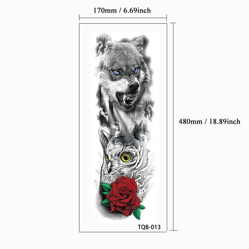 Large Arm Tattoo Stickers for Men Sleeve Waterproof Temporary Tattoo Bear Wolf Tiger Animal Fake Tattoo for Women Body Decor