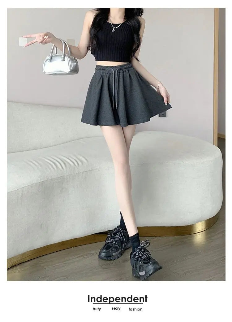 2026 High Waist Wide Leg Sports Shorts Women's Summer New Loose Fit A-Line Shorts Casual Versatile Comfortable Short Pants