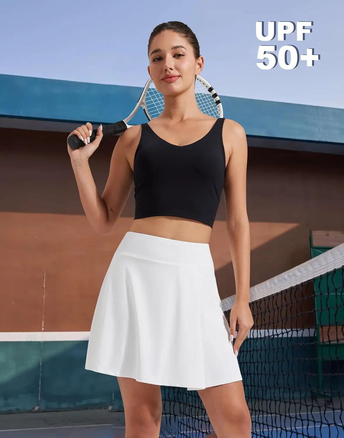 Pioneer Camp Women's 18" High Waisted Tennis Skort with Built-in Shorts & Pockets, Golf Athletic Long Skirt for Tennis Running W