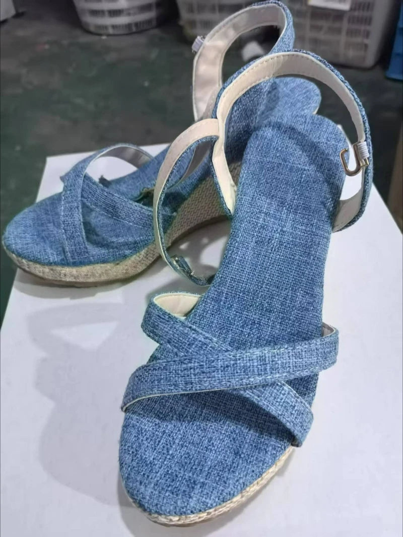 Women's Sandals Fashion Wedge Sandals Summer Casual Outdoor Beach Shoes Peep Toe Platform Women Shoes High Heel Buckle Sandals