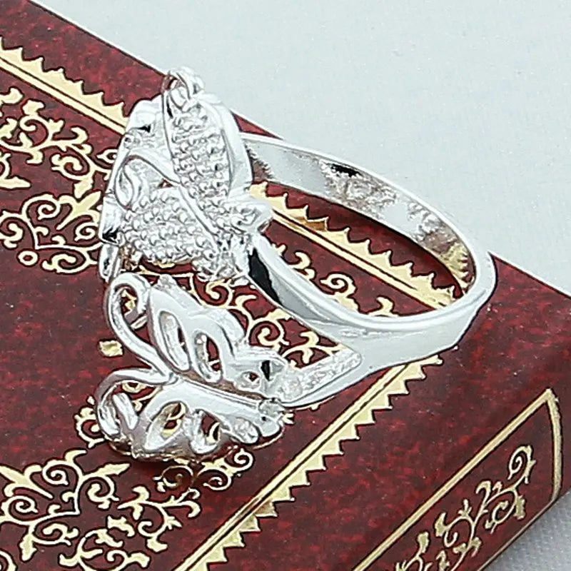 925 Sterling Silver Butterflies Open Wedding Ring For Women Fashion Jewelry Charm Grace Engagement Accessories