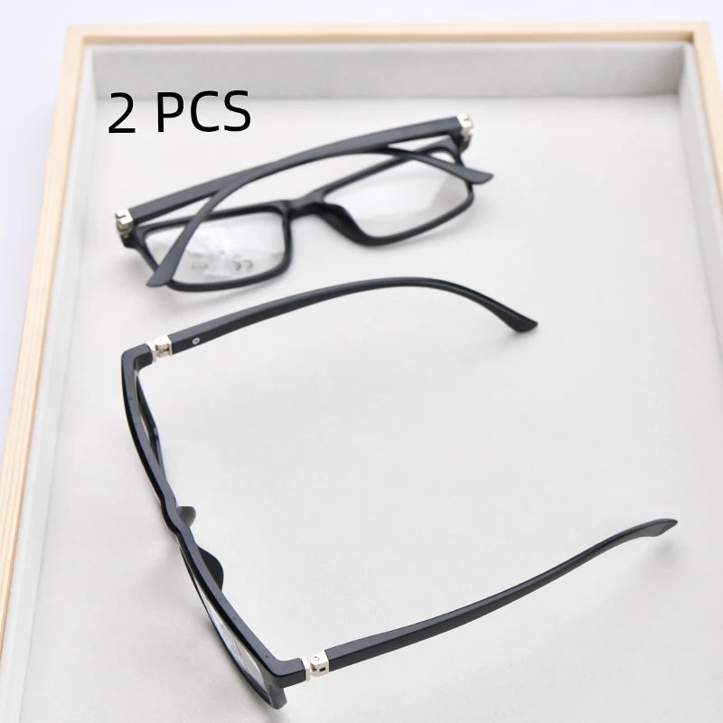 2PCS Suit Bifocal Lenses Progressive Multi-focus Reading Glasses for Men 2023 Anti-blue Light Near Far Reading Glasses Metal Gaf