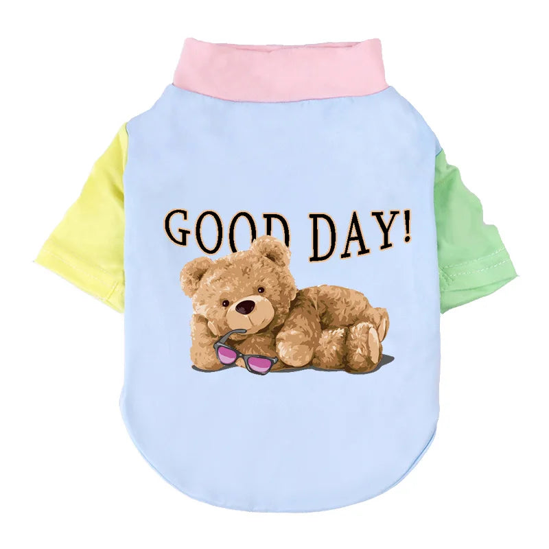 1 PC Pet T-Shirt, Cats & Dogs Soft Pure Cotton Teddy Bear Dopamine Vest. Shih Tzu, Siamese Cat Little Pet Daily Outfit