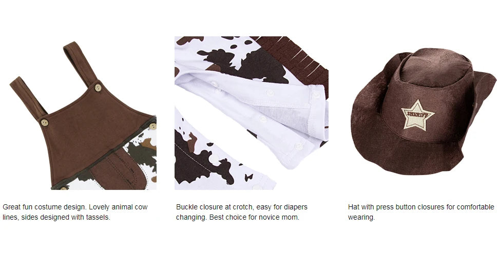 Halloween Cowboy Costumes Baby Boys Clothes Toddler Infant Purim Carnival Birthday Party Cosplay Fancy Dress