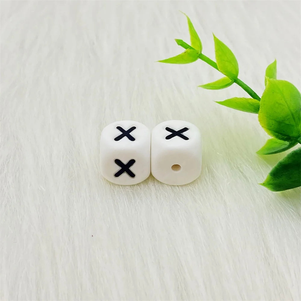 Lcmombay 12mm 200PC Letter Silicone Beads English Alphabe Beads Food Grade Silicone Chewing Beads DIY Baby Teething Toys Pendant
