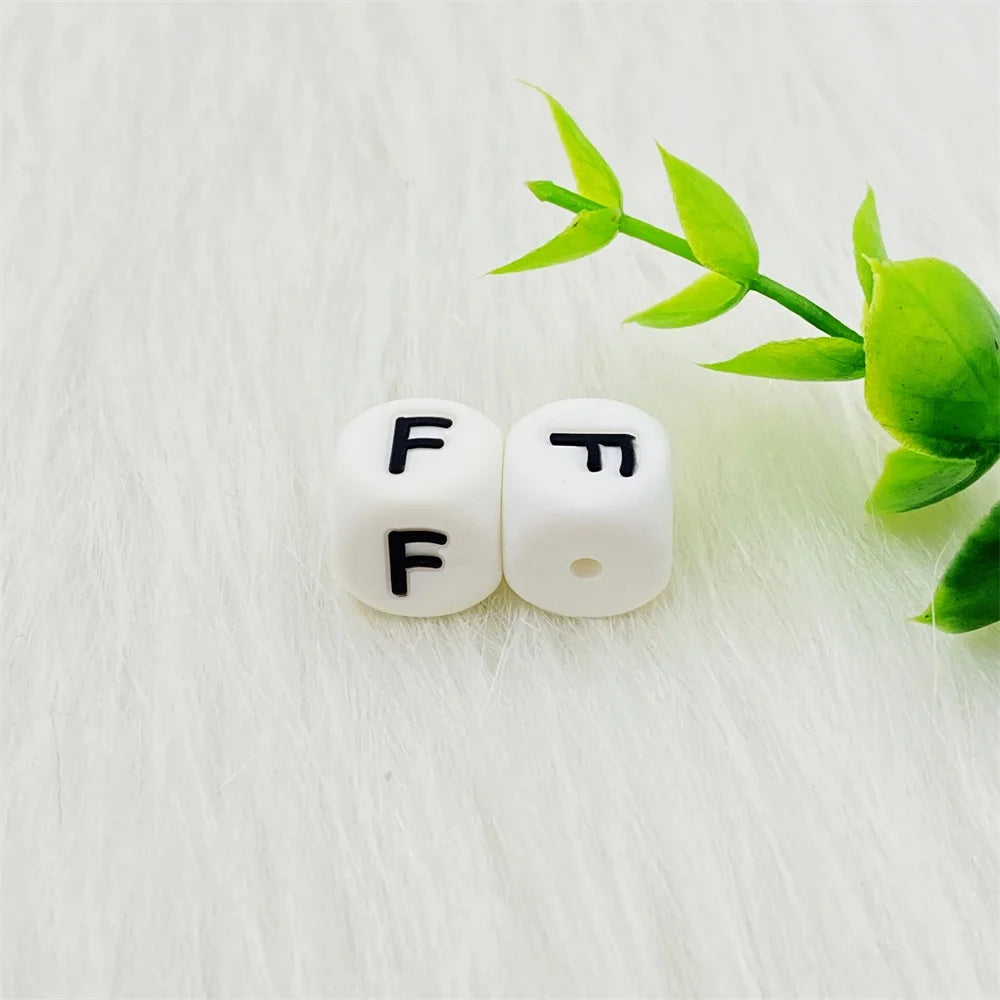 Lcmombay 12mm 200PC Letter Silicone Beads English Alphabe Beads Food Grade Silicone Chewing Beads DIY Baby Teething Toys Pendant
