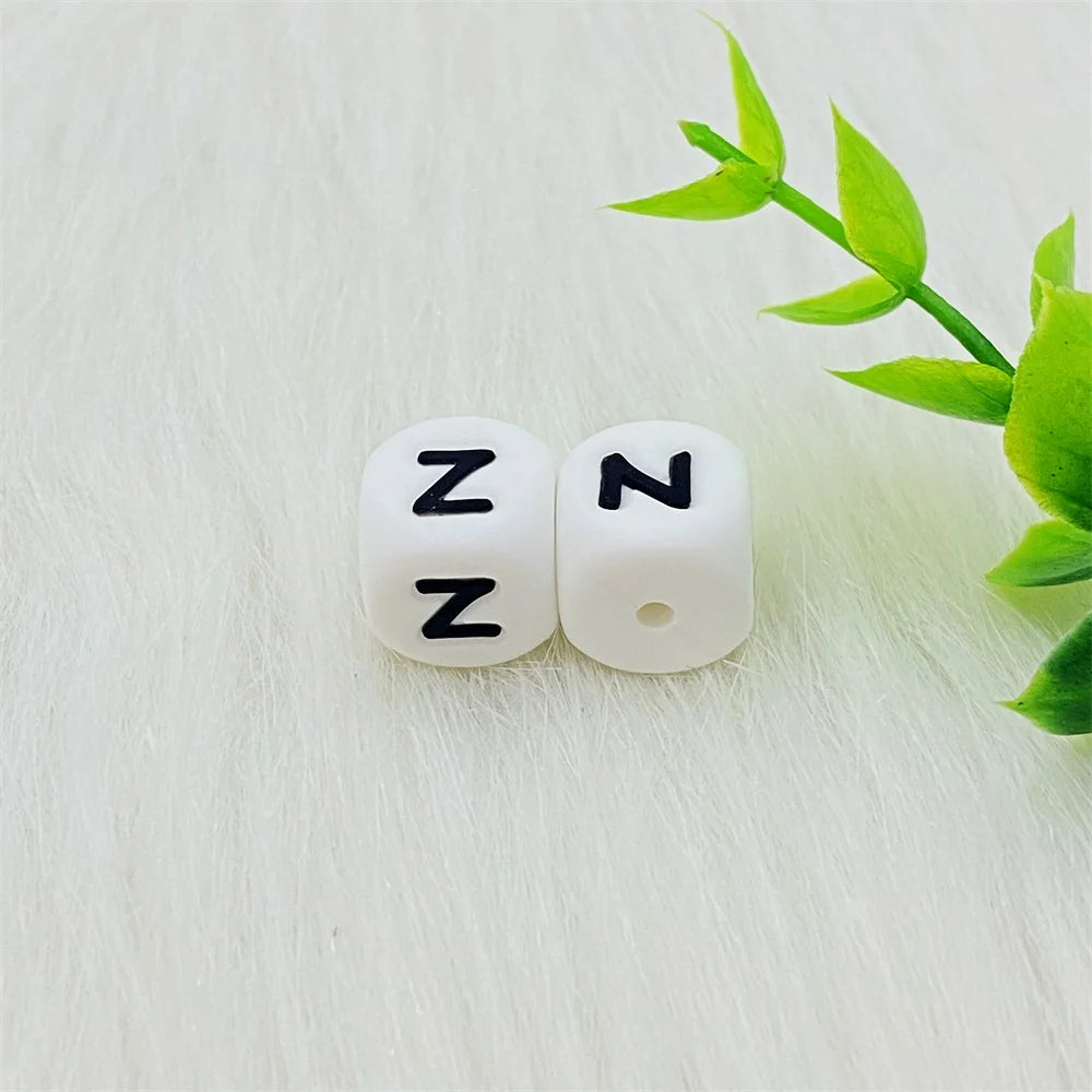 Lcmombay 12mm 200PC Letter Silicone Beads English Alphabe Beads Food Grade Silicone Chewing Beads DIY Baby Teething Toys Pendant