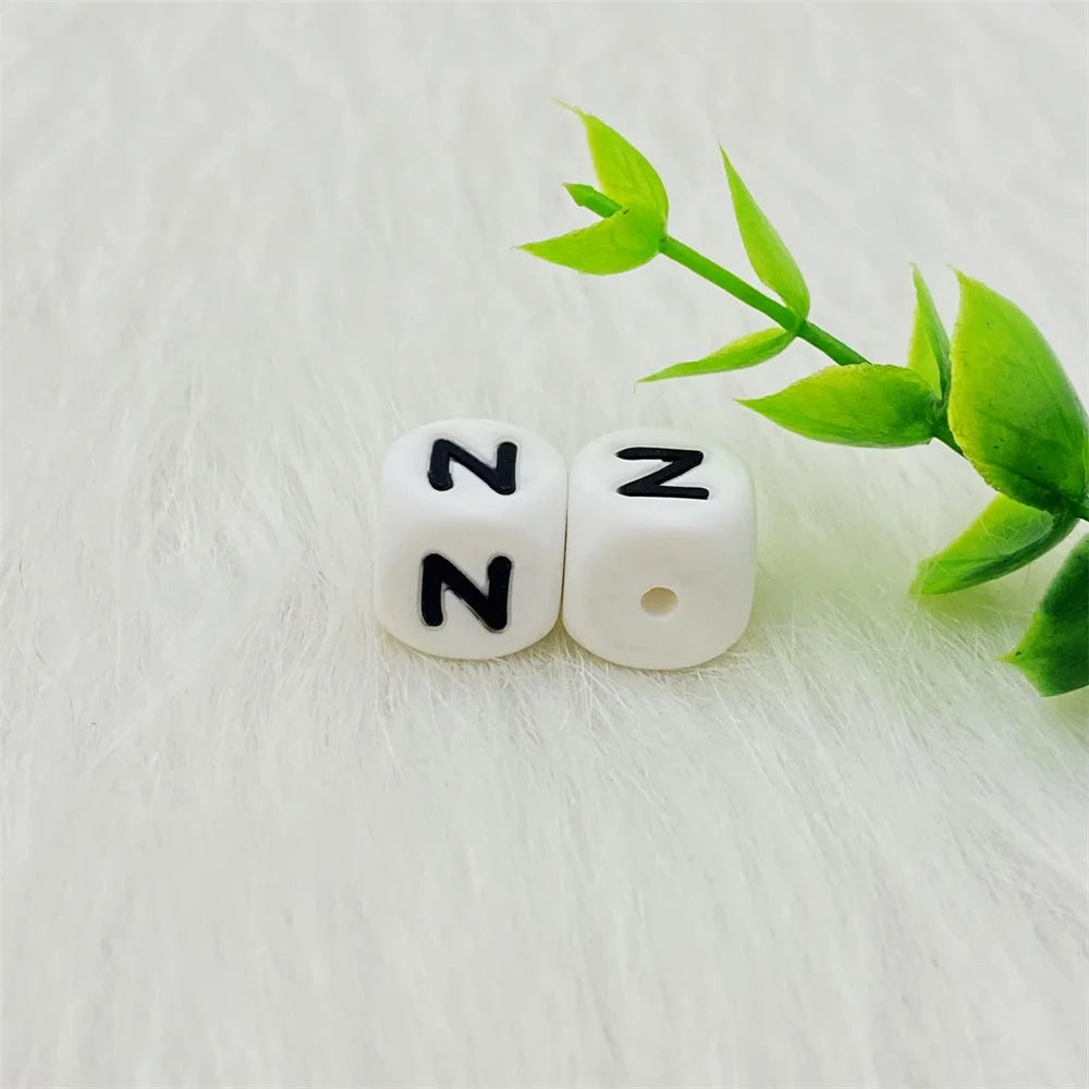 Lcmombay 12mm 200PC Letter Silicone Beads English Alphabe Beads Food Grade Silicone Chewing Beads DIY Baby Teething Toys Pendant