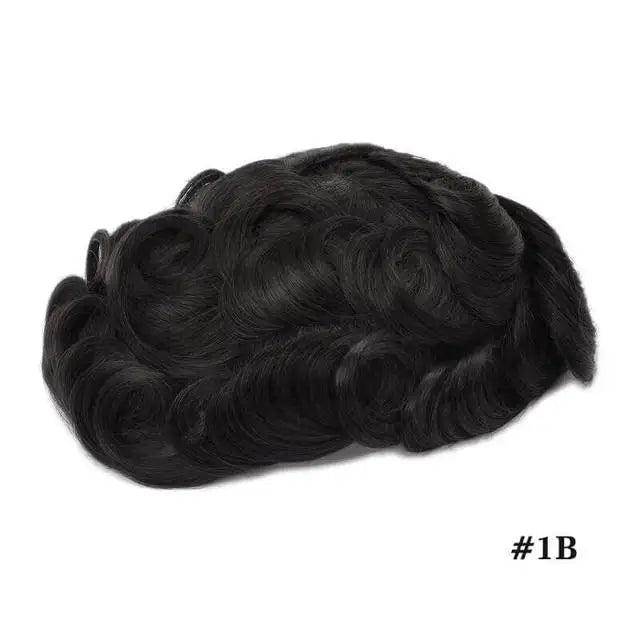 Men Toupee Lace NPU Human Hair Wig Indian Human Hair System Male Hairpiece Natural Wave Hair Pre-Plucked Hairline With Grey Hair
