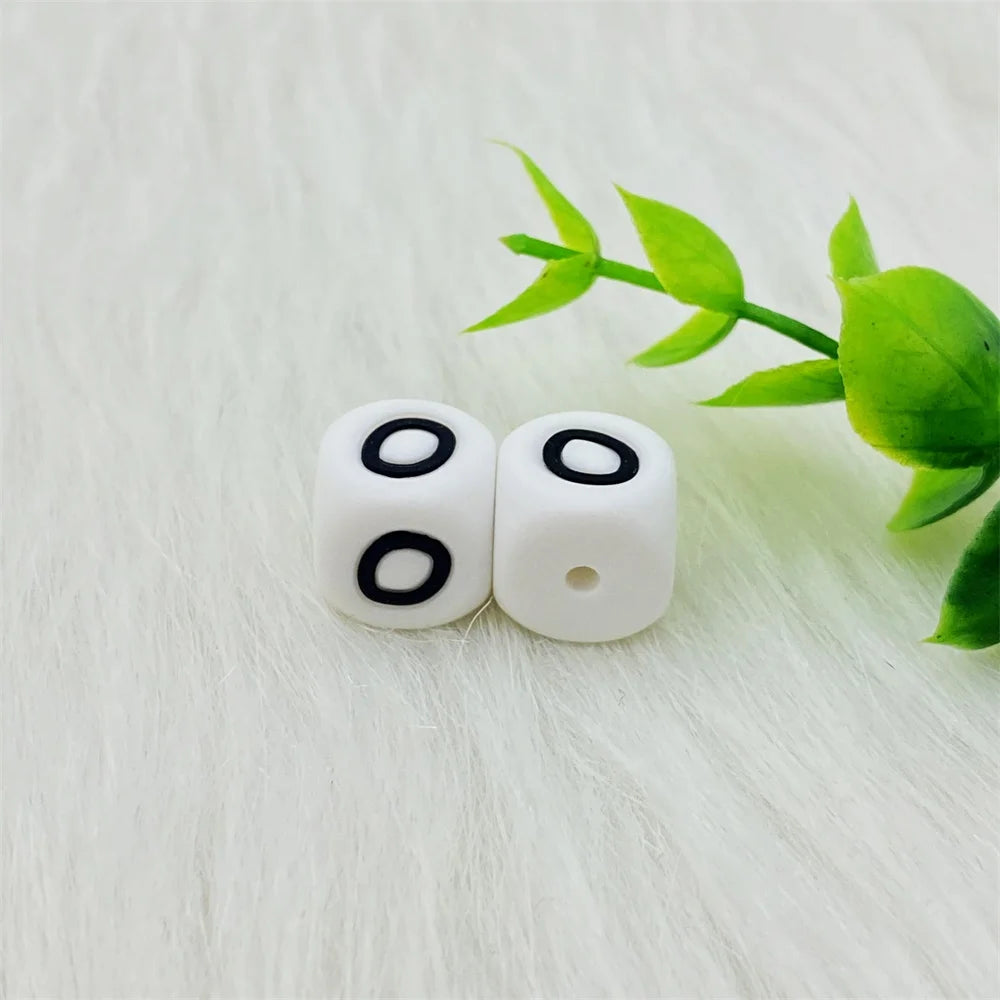 Lcmombay 12mm 200PC Letter Silicone Beads English Alphabe Beads Food Grade Silicone Chewing Beads DIY Baby Teething Toys Pendant