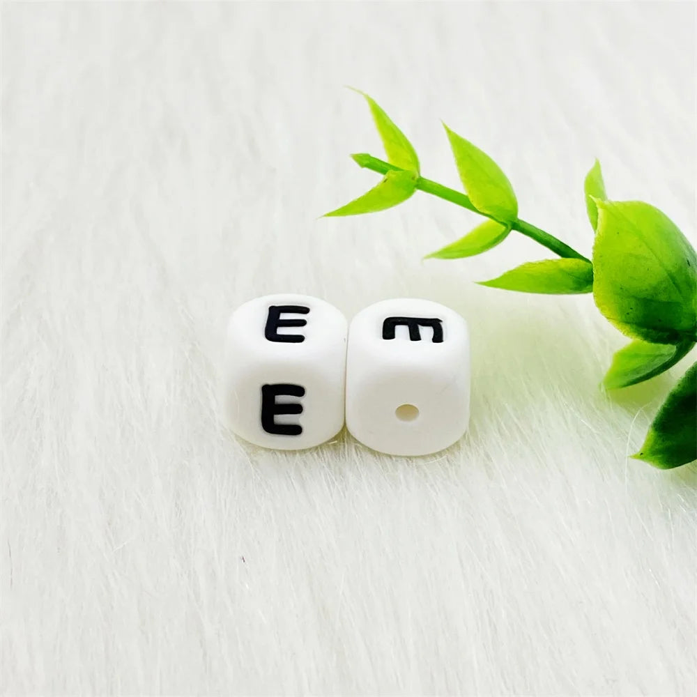 Lcmombay 12mm 200PC Letter Silicone Beads English Alphabe Beads Food Grade Silicone Chewing Beads DIY Baby Teething Toys Pendant
