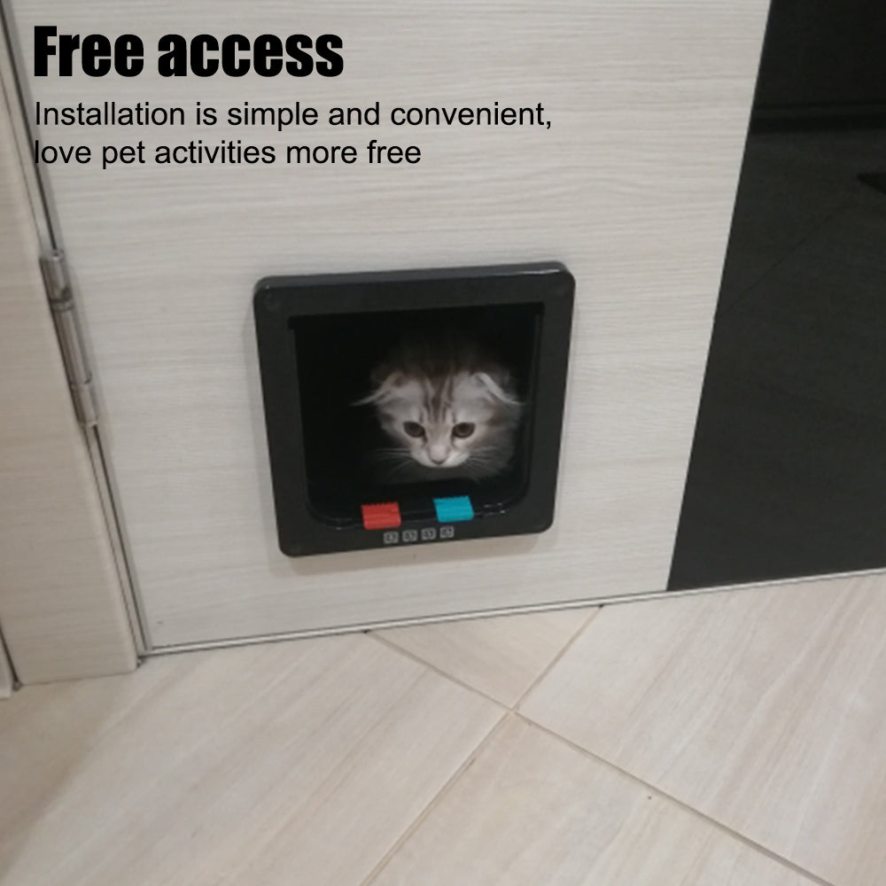 For Dog Cat Kitten ABS Plastic Dog Cat Flap Door With 4 Way Lock Security Flap Door Small Pet Supplies Cat Puppy Safety Gate